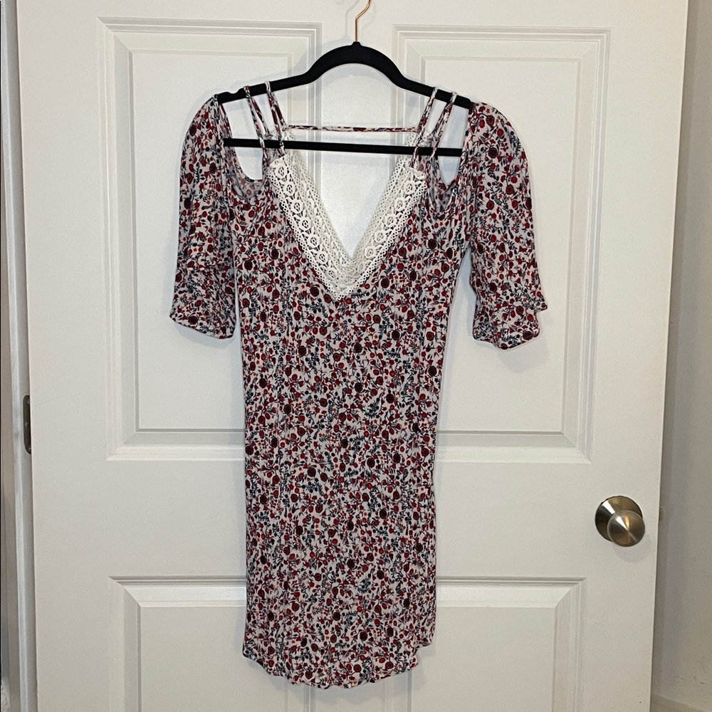 Jack by BB Dakota Womens White Keyes Ditzy Print Cold Shoulder Dress Size S